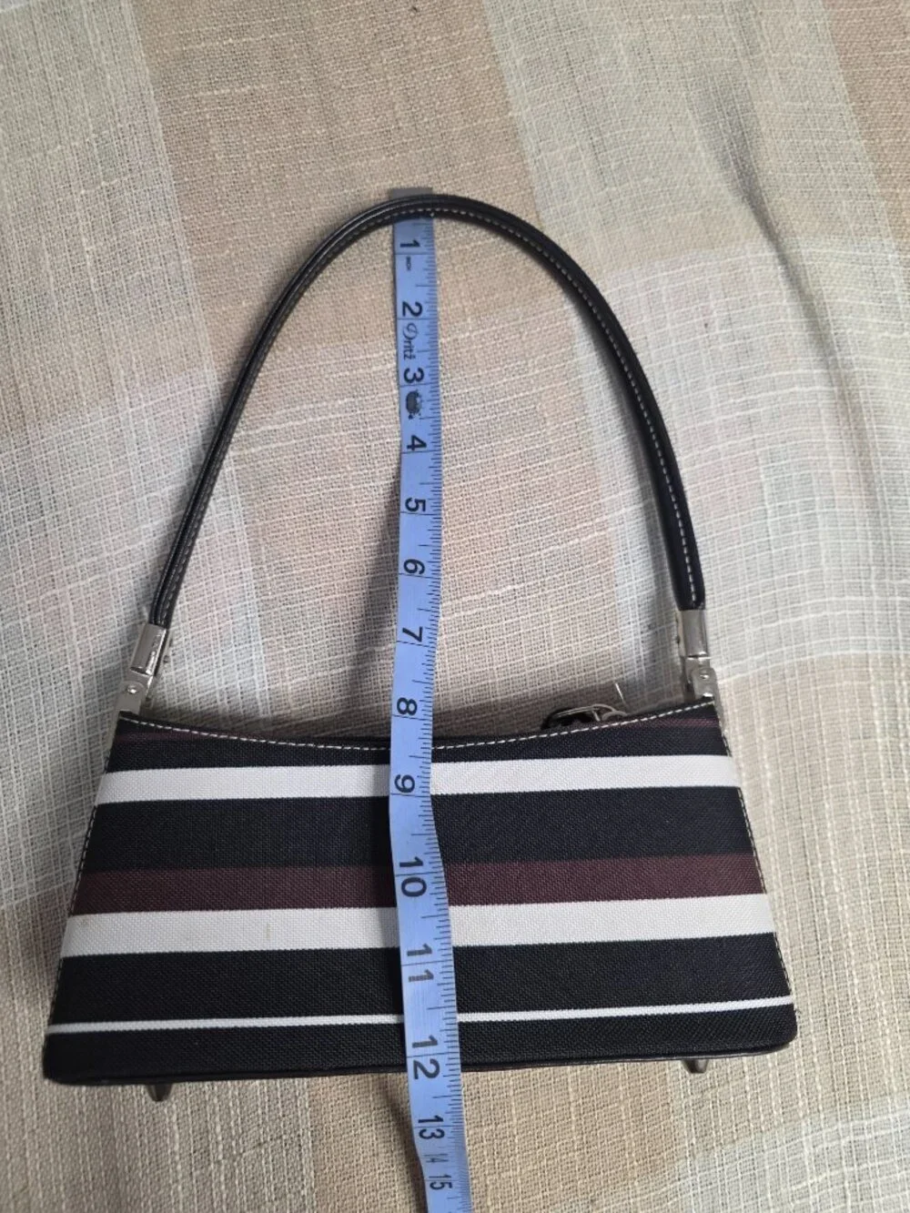 y2k Latte Girl McBling Girly Femi Indie Brown, white Striped Mini Clutch Bag